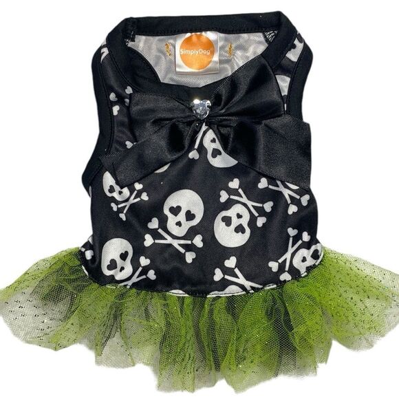 Halloween Skull & Crossbones Tulle Fancy Dog Dress - Picture 1 of 4
